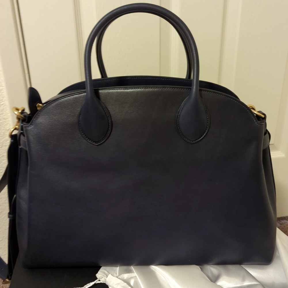 COACH Leather Soft Empire Carryall Bag 40 Dark Navy and Brass New Authentic - Picture 2 of 7